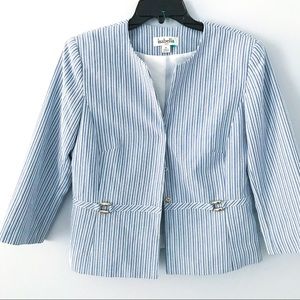 Isabella suits pin strip blue and white skirt suit
